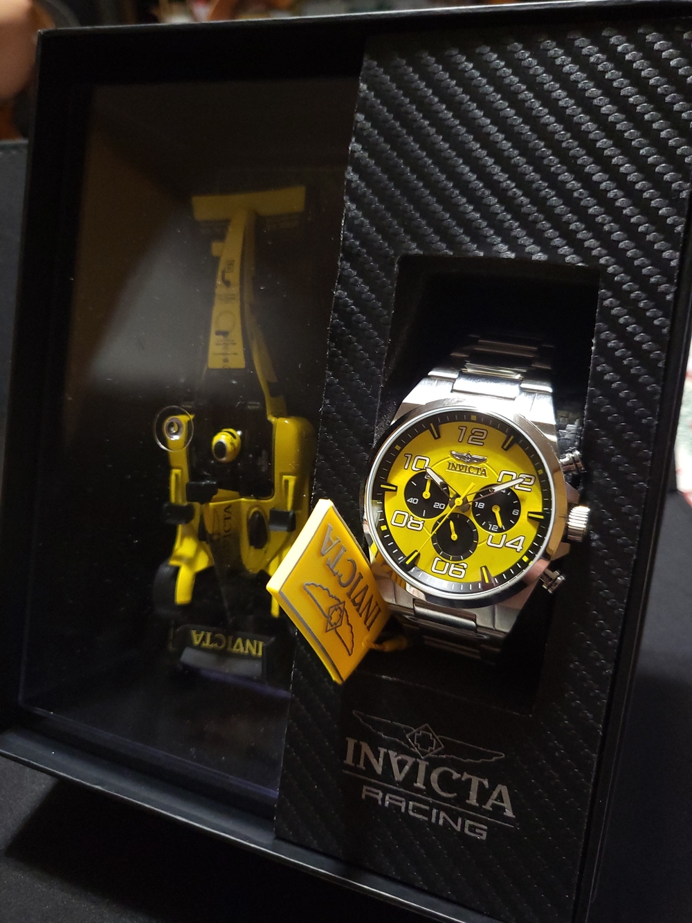 New!Invicta Silver Watch with Yellow Dial and Racing Model Set Watch Model 50420 - Picture 2 of 9